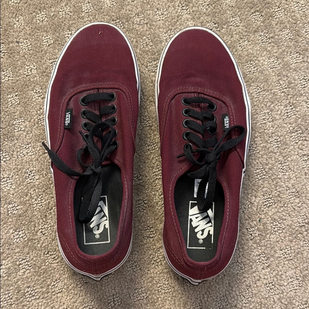 Vans Burgundy Canvas Low-Top Sneakers with Black Laces